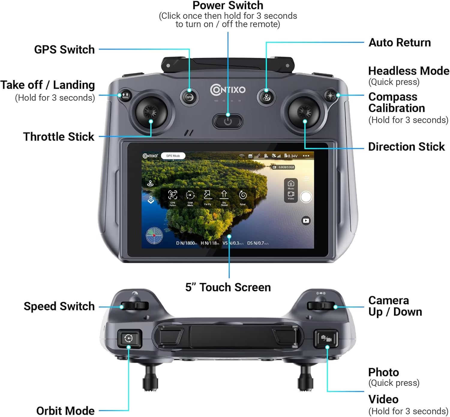 F24 Pro GPS Drones for Adults with Camera, 4K RC Drone with 30-Min Flight and 1600 Ft Range, Foldable, Black