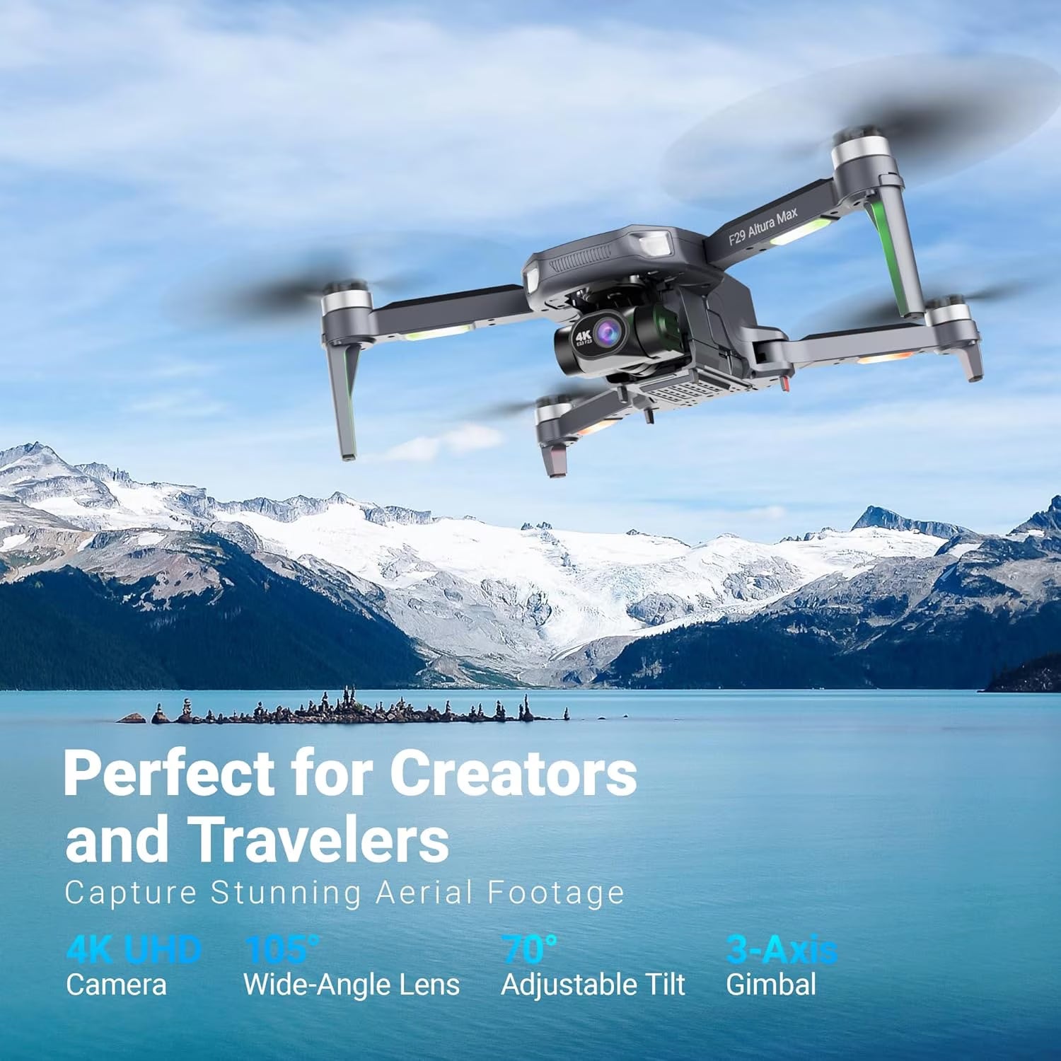 F24 Pro GPS Drones for Adults with Camera, 4K RC Drone with 30-Min Flight and 1600 Ft Range, Foldable, Black