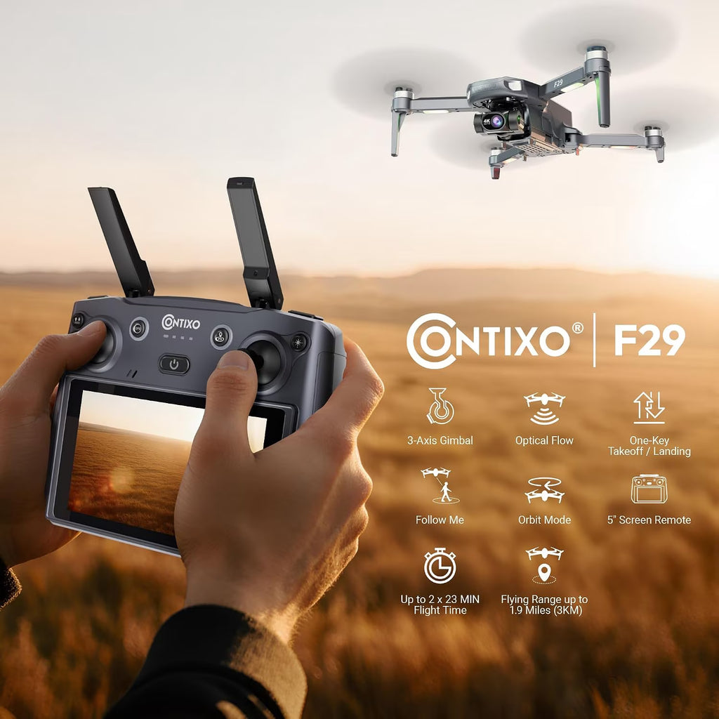 F24 Pro GPS Drones for Adults with Camera, 4K RC Drone with 30-Min Flight and 1600 Ft Range, Foldable, Black